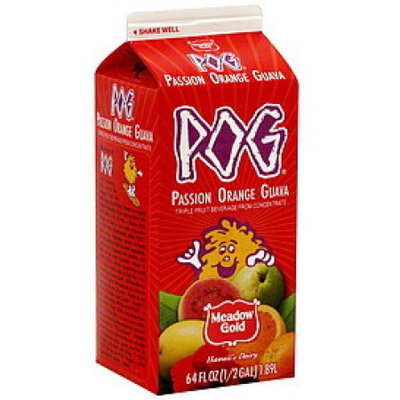 Borden, Inc. POG Triple Fruit Beverage from Concentrate, Passion Orange Guava, 64 fl oz (0.5 gl) 1.89 l