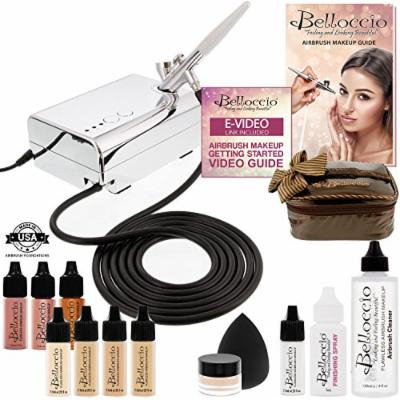Belloccio Professional Beauty Airbrush Cosmetic Makeup System with 4 Fair Shades of Foundation for Women