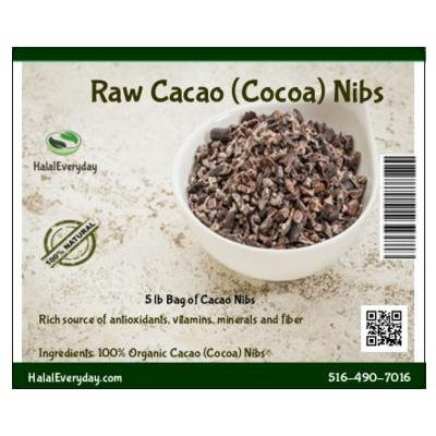 Raw Cacao Nibs from Ecuador - 100% Pure, Raw and all Natural. Non-GMO, Gluten-Free, Vegan - 5 Pounds
