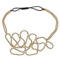 RuiChy Fashion Women Hollow Out Flower Elastic Headband Gold Knitted Hair Band