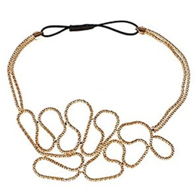 RuiChy Fashion Women Hollow Out Flower Elastic Headband Gold Knitted Hair Band