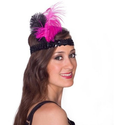 Sunnywood Pink and Black Flapper Headpiece