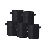 Hydro Crunch 8 in. x 6 in. 1 gal. Breathable Fabric Pot Bags with Handles Black Felt Grow Pot (5-Pack)