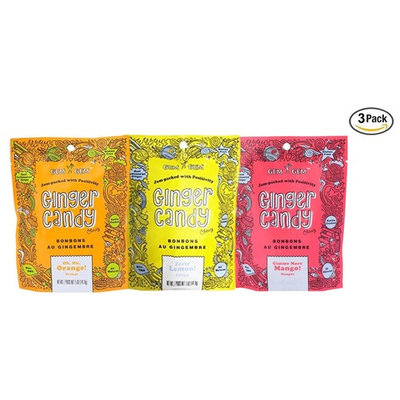Fruity Ginger Candy Chew Assortment (3-Pack)- (3) Gem Gem 5oz Bags - ORANGE, LEMON & MANGO | Non-GMO, Gluten Free, Vegan, REAL Indonesian Kettle Cooked Ginger - The perfect chewy sweet with a kick!