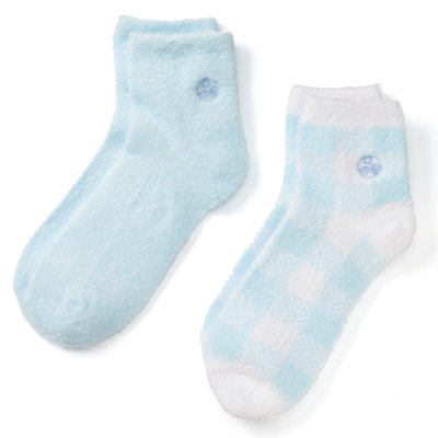 Earth Therapeutics 2-pk. Plaid & Solid Aloe Socks, Women's, Blue