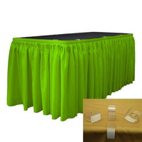 LA Linen SKT-Pop-21x29-15Lclips-LimeP84 Polyester Poplin Table Skirt with 15 L-Clips, Lime - 21 ft. x 29 in.