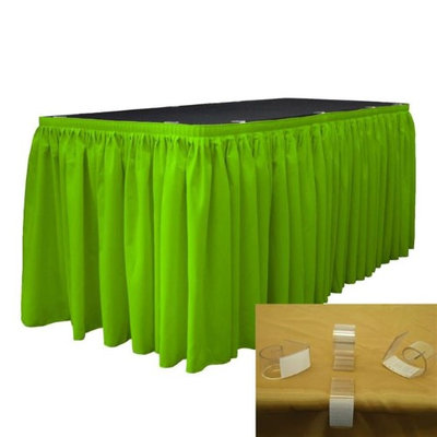 LA Linen SKT-Pop-21x29-15Lclips-LimeP84 Polyester Poplin Table Skirt with 15 L-Clips, Lime - 21 ft. x 29 in.