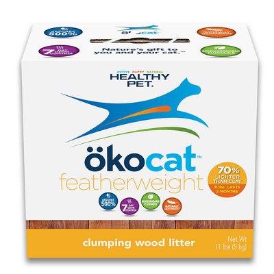 Healthy Pet okocat featherweight Naturally Lightweight Clumping Wood Cat Litter, 11 lbs.