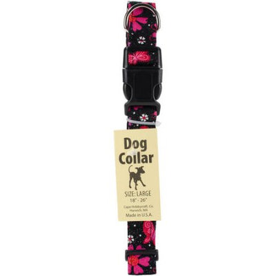 Cape Hobbycraft Large Glitter Floral Dog Collar W/Welded D-Ring Buckle-Neck Size 18