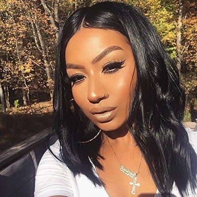 150% Density Formal Hair Brazilian Bob wavy Human Hair Lace Front Wigs For Black Women With Baby Hair 10 inch,Natural Color