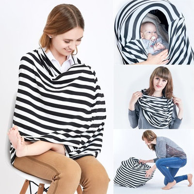 Nursing Cover Breastfeeding Scarf, Baby Car Seat Canopy, Shopping Cart, Stroller, Carseat Covers for Girls and Boys, Best Multi-Use Infinity Stretchy Shawl