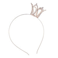 Lux Accessories Rose Gold Tone Faux Rhinestone Tilted Side Tiar Crown Headband