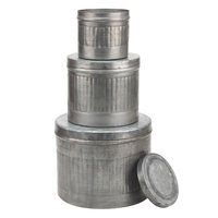 Stonebriar Collection Galvanized Metal Round Storage Box 3-piece Set, Silver