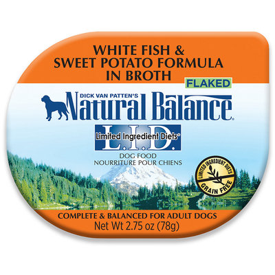 Natural Balance LID Grain Free White Fish and Sweet Potato Formula in Broth Dog Food Tray