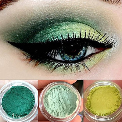 Green Eyeshadow Palette | All Natural Mineral Makeup | Vegan, Cruelty Free Cosmetics | Get this Look Trio “GREEN WITH ENVY” | Look Good, Feel Good Naturally with Addictive Cosmetics