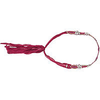 Pink Pewter Fuchsia Ribbon Headwrap w/ Rhinestones