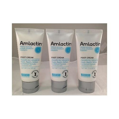 Amlactin Foot Cream Therapy Triple action Hypoallergenic- 3 OZ- 3 Pack