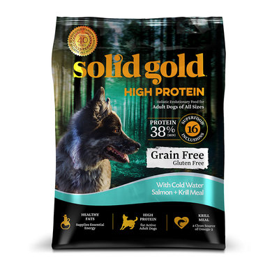 Solid Gold High Protein Grain and Gluten Free Dry Dog Food, Cold Water Salmon and Krill