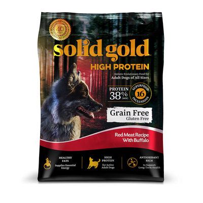 Solid Gold High Protein Grain and Gluten Free Dry Dog Food, Red Meat and Buffalo Recipe