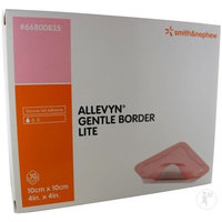 Allevyn Gentle Border Lite Thin Silicone Foam Dressing Adhesive with Border 4 X 4 Inch, 2 Boxes of 10