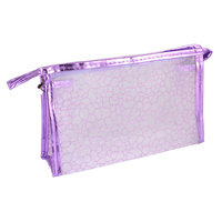 Travel Light Purple Faux Leather Frame Stone Block Print Cosmetic Makeup Case Bag