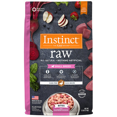 Natures Variety Nature's Variety Instinct Raw Frozen Duck Bites Antioxidant-Rich Small Breed Dog Food 3.5lb Bag