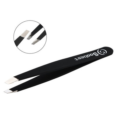 Soobest Eyebrow Tweezers Set and Scissors with Leather Carry Case, 4 Pcs Stainless Steel Eyebrow Tweezer Kit with Brow Trimmer Scissors, Precision Slant Tweezers