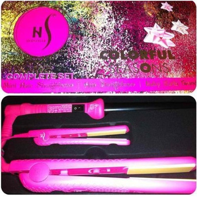 Herstyler Complete Flat Iron and Curling Iron Set, Dual Voltage, Pink