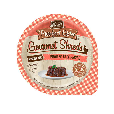 Merrick Purrfect Bistro Gourmet Shreds Braised Beef Recipe Wet Cat Food, 3.5 oz.