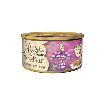 Muse by Purina MasterPieces Natural Quail Recipe accented with Carrots and Spinach Cat Food, 3 oz, Case of 24