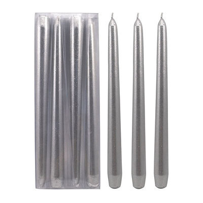 St. Nicholas Square® Glitter Unscented Taper Candle 4-piece Set, Silver