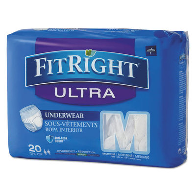 Medline Industries Medline FitRight Ultra Protective Underwear, Medium, 28-40