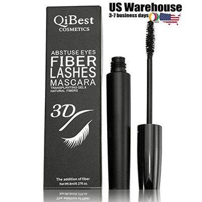 2Pcs QiBest Waterproof Eye Mascara 3D Fiber Curling Lash Makeup Eyelash Set