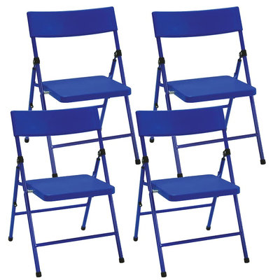 Cosco Products Kid's 4-Pack Pinch-Free Folding Chair, Blue
