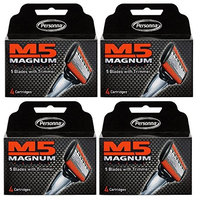 Personna M5 Magnum 5 Refill Razor Blade Cartridges, 4 ct. (Pack of 4) + FREE Scunci Effortless Beauty Black Clips, 15 Count