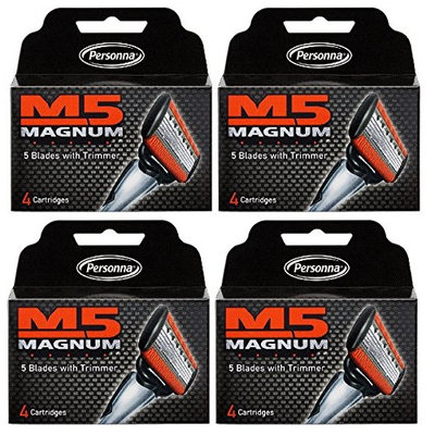 Personna M5 Magnum 5 Refill Razor Blade Cartridges, 4 ct. (Pack of 4) + FREE Scunci Effortless Beauty Black Clips, 15 Count