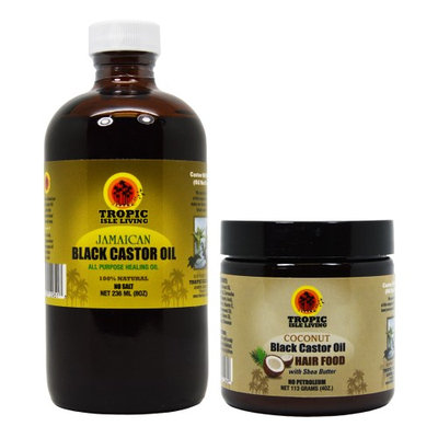 Tropic Isle Living Jamaican Black Castor Oil 8oz & Coconut Hair Food /applicator