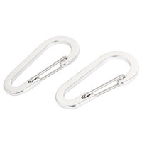 Travel Camping Hiking Aluminum Clip Hook D-Ring Carabiner 2Pcs Silver Tone