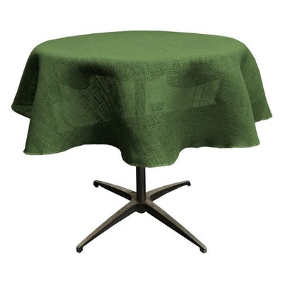 LA Linen TCBurlap58R-GreenHunter Dyed Natural Burlap Tablecloth Hunter Green - 58 in. Round