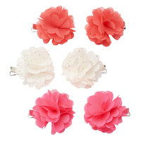 Girls 4-16 6-pk. Glitter Flower Hair Clips, Girl's, Med Red