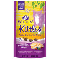Wellness Kittles Grain Free Natural Cat Treats, Whitefish and Cranberries, 2-Ounce Bag