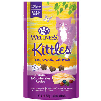 Wellness Kittles Grain Free Natural Cat Treats, Whitefish and Cranberries, 2-Ounce Bag