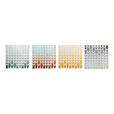 New View Chevron Metal Plaque Wall Decor 4-piece Set, Multi/None