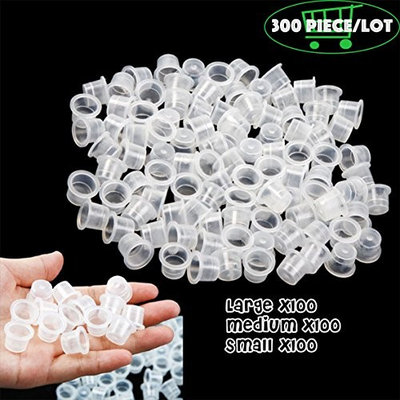 Yoochin 100xLarge/100xMedium/100xSmall(19mm/17mm/12mm) Size Tattoo Ink Cups Caps Supply Professional Permanent