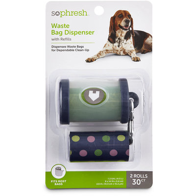 So Phresh Navy Dog Waste Bag Dispenser with Refills, 30 CT