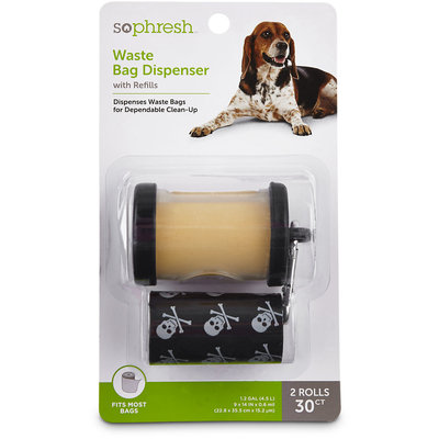 So Phresh Black Dog Waste Bag Dispenser with Refills, 30 CT