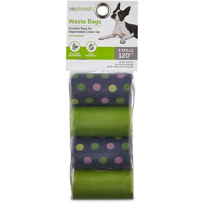 So Phresh Navy Polka Dot Dog Waste Bag Refills, 120 CT