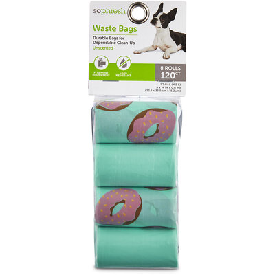 So Phresh Pink Donut Print Dog Waste Bag Refills, 120 CT