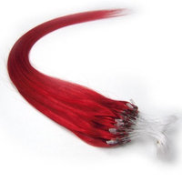 18'' Remy Loops Micro Rings Beads Tipped Human Hair Extensions 17colors for Your Best Selection (#RED)