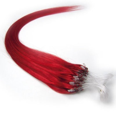 18'' Remy Loops Micro Rings Beads Tipped Human Hair Extensions 17colors for Your Best Selection (#RED)